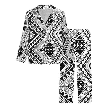 Samoan Tattoo Style Print Design LKS307 Women's Long Pajama Set