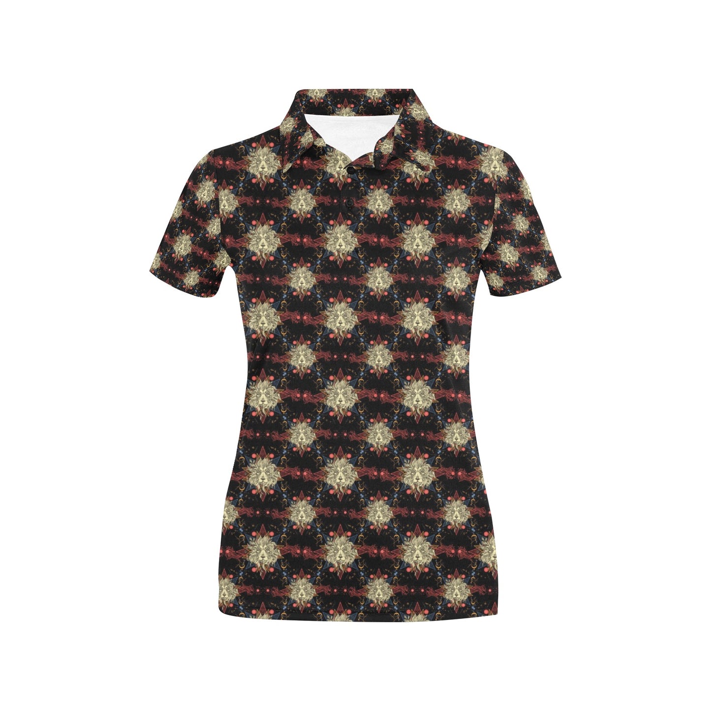 Zodiac Leo Pattern Design Print Women's Polo Shirt