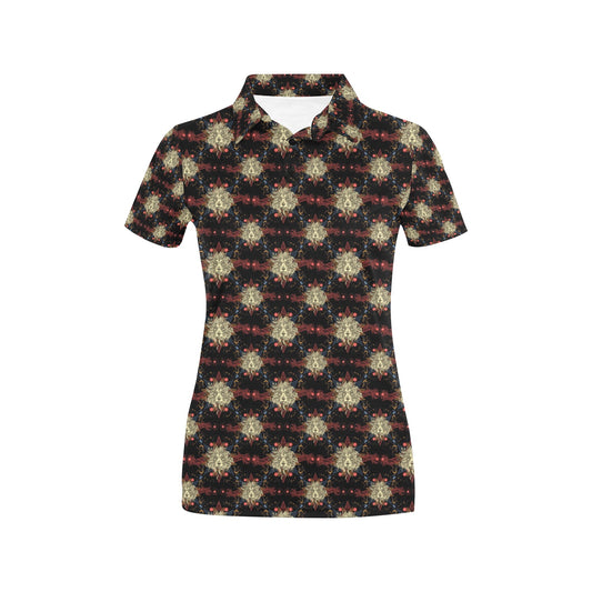 Zodiac Leo Pattern Design Print Women's Polo Shirt