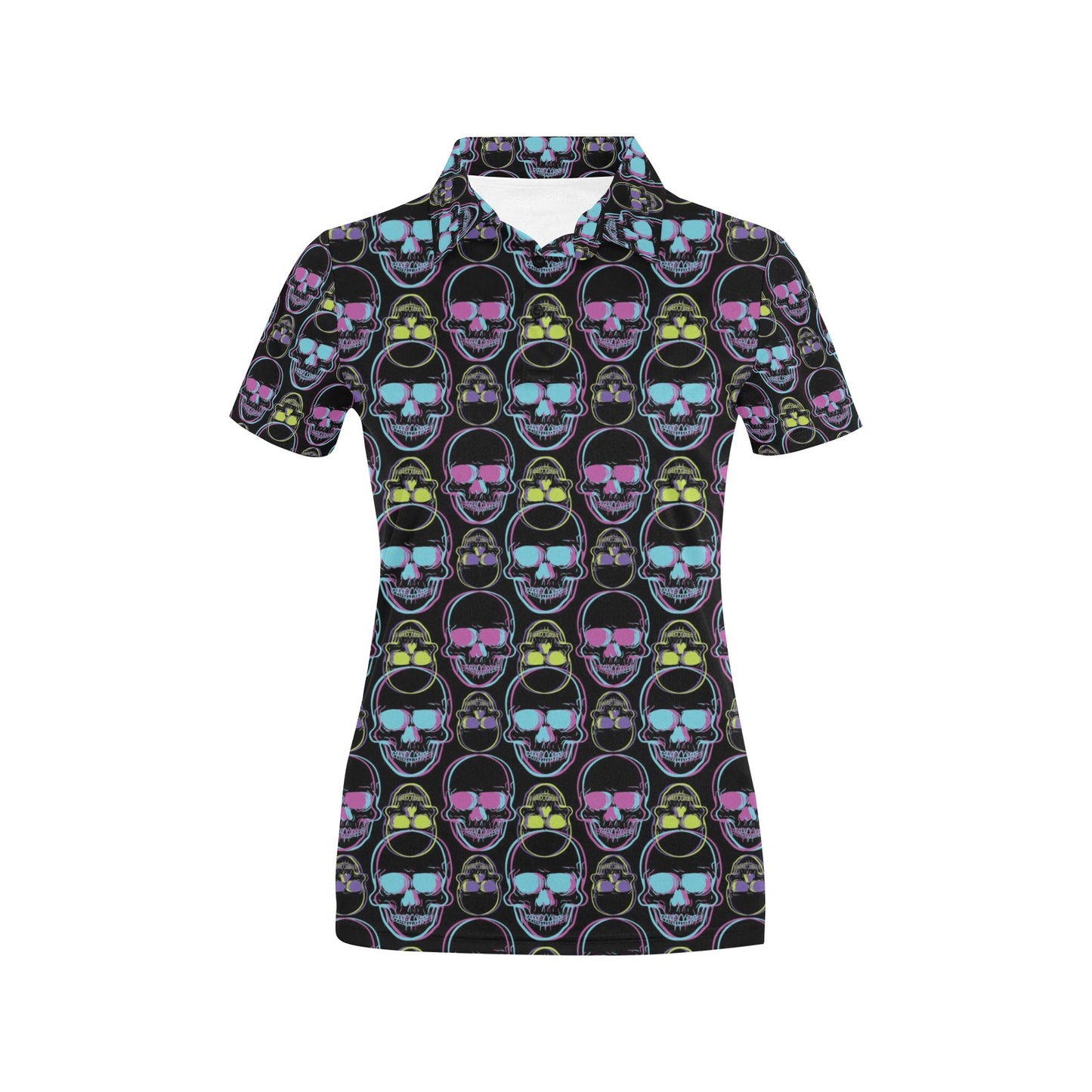 Skull 3D Colorful Print Design LKS309 Women's Polo Shirt
