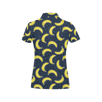 Banana Pattern Print Design BA09 Women's Polo Shirt