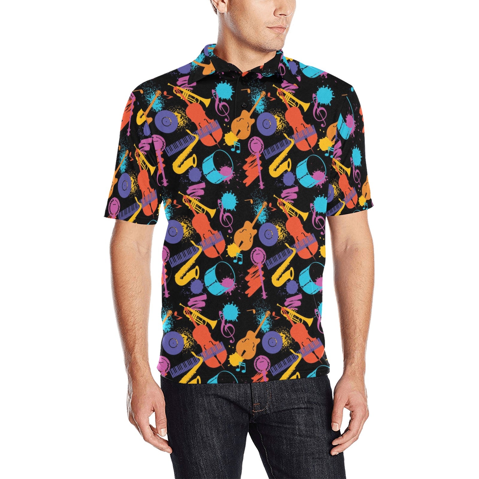 Saxophone Print Design LKS406 Men Polo Shirt