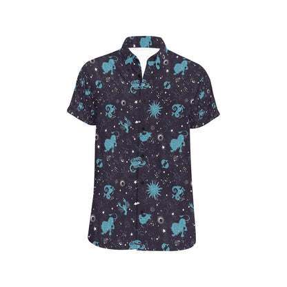 Zodiac Print Design LKS303 Men Short Sleeve Button Up Shirt