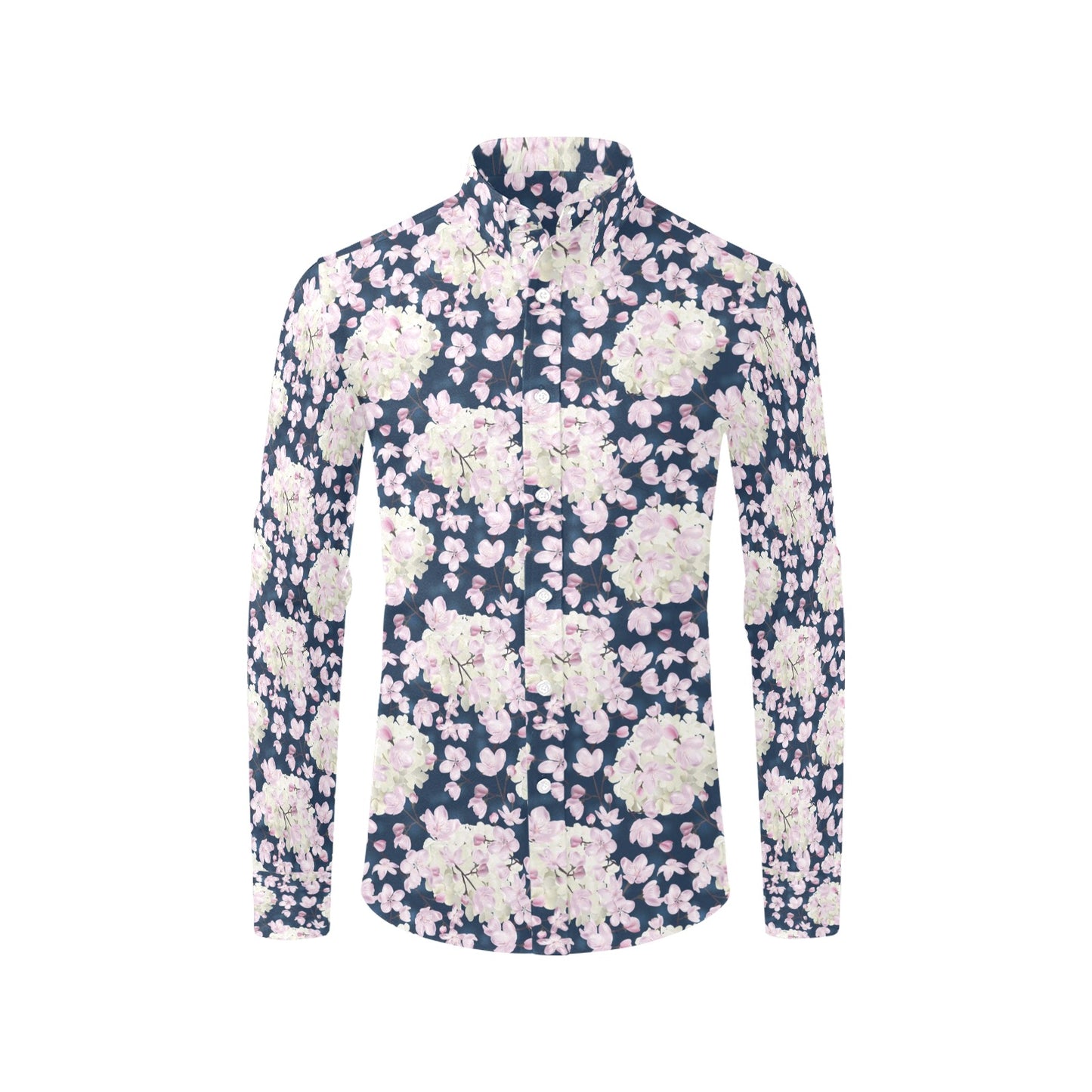Sakura Print Design LKS305 Men's Long Sleeve Dress Shirt