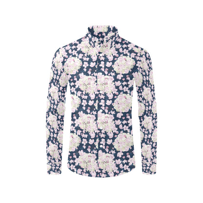 Sakura Print Design LKS305 Men's Long Sleeve Dress Shirt