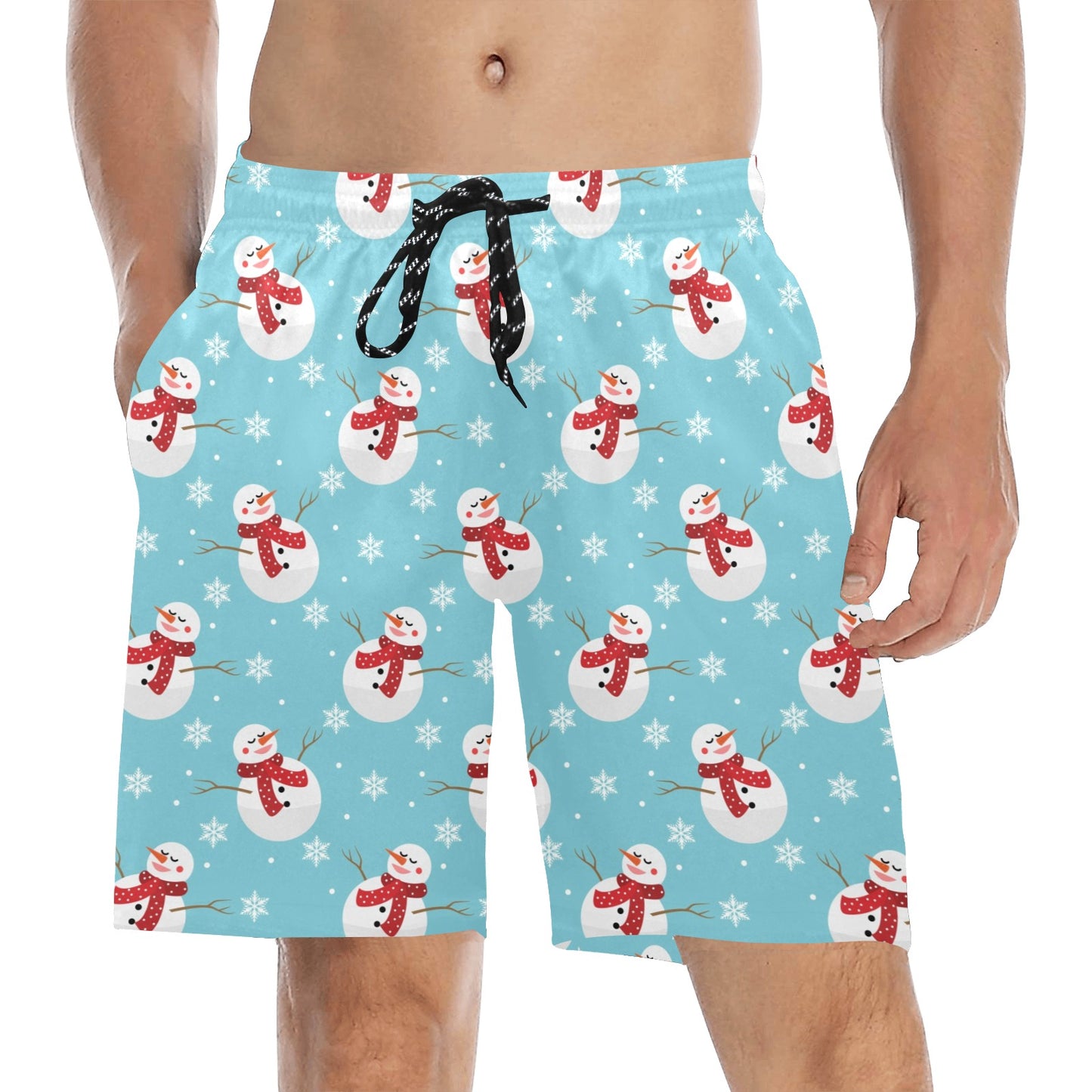 Snowman Print Design LKS304 Men's Swim Trunks Beach Shorts