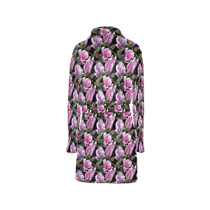 Magnolia Pattern Print Design MAG011 Women's Fleece Robe