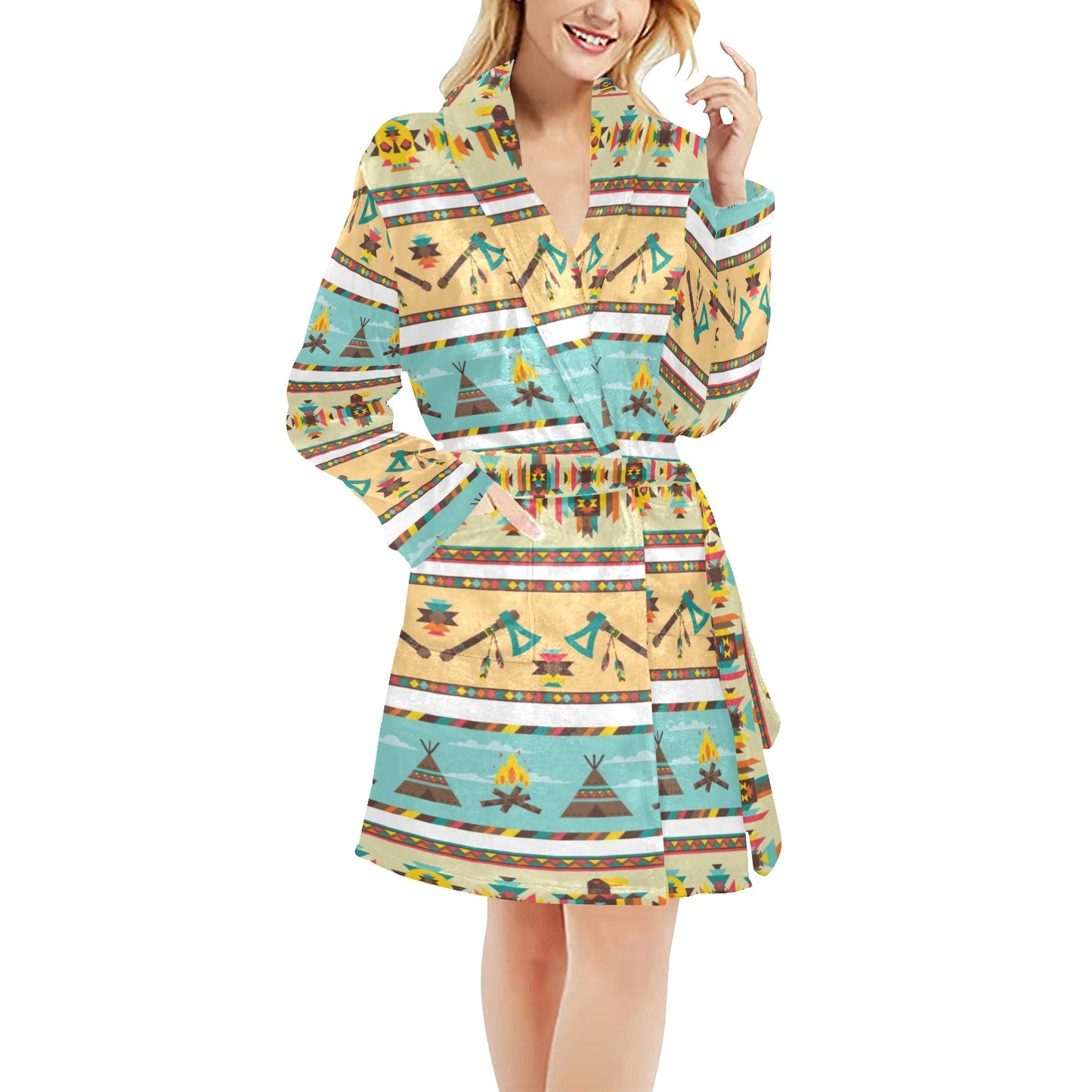 American indian Life Pattern Women's Fleece Robe