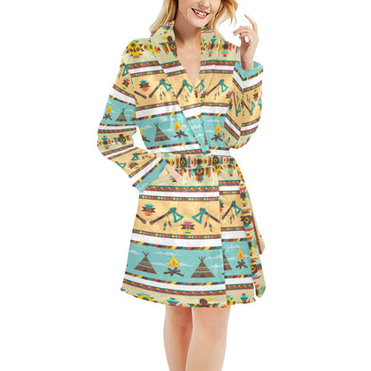 American indian Life Pattern Women's Fleece Robe