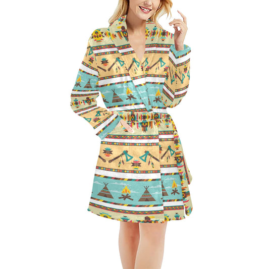American indian Life Pattern Women's Fleece Robe