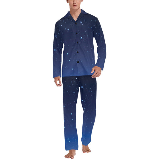 Night sky Pattern Print Design A01 Men's Long Pajama Set