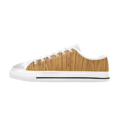 Wood Texture Print Design LKS301 Women's White Low Top Shoes