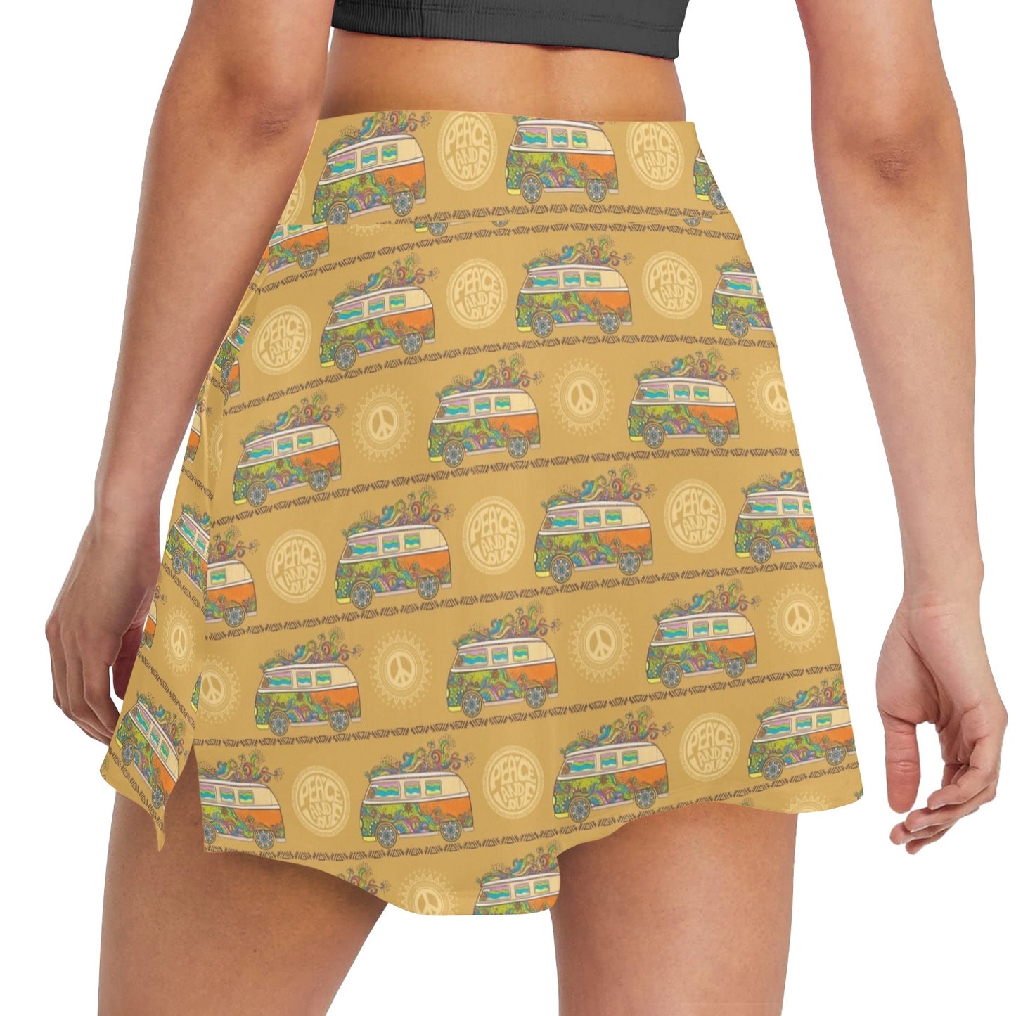 Hippie Van Print Design LKS304 17" Golf & Pickleball Skort with Pockets