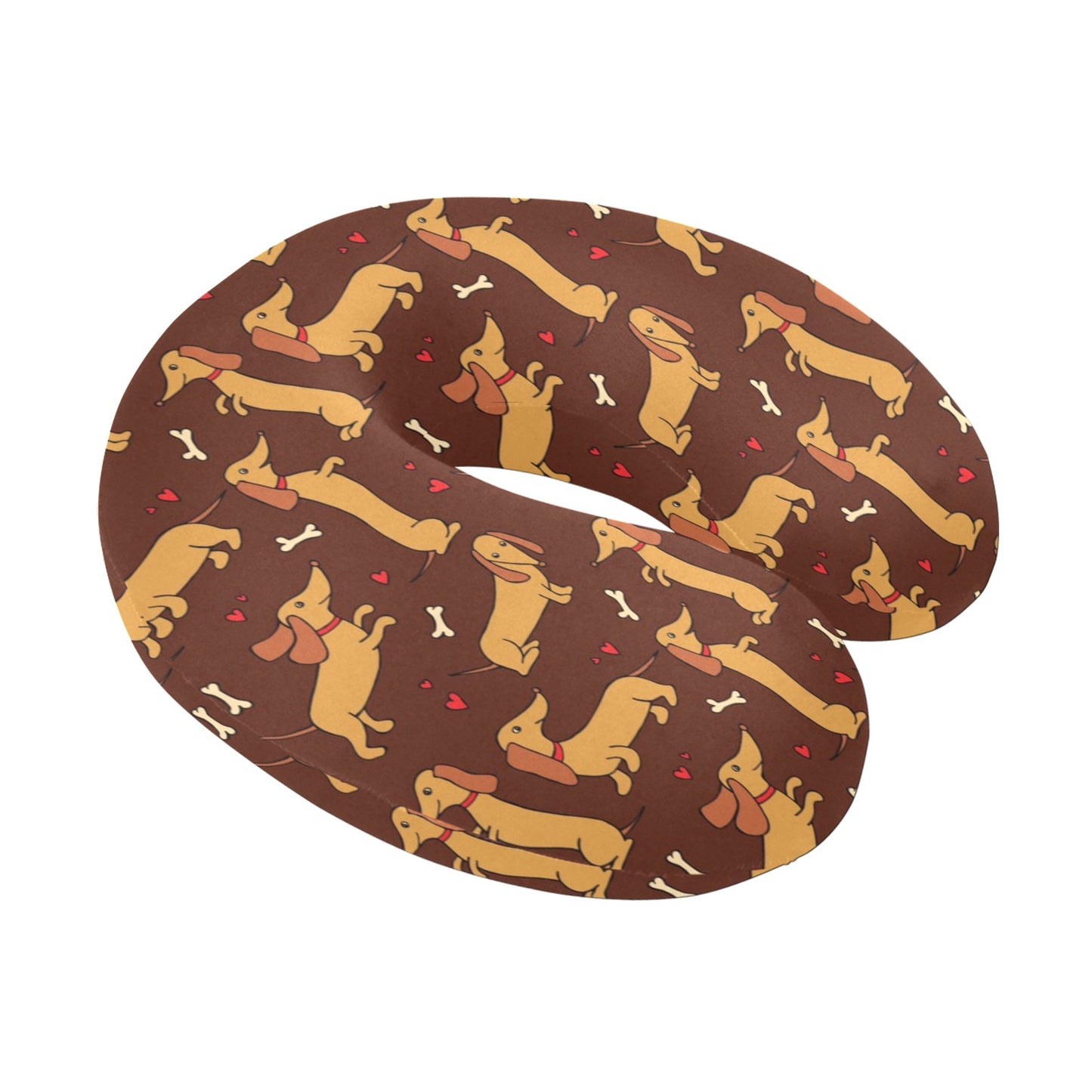 Dachshund Happy Print Pattern U-Shaped Travel Neck Pillow