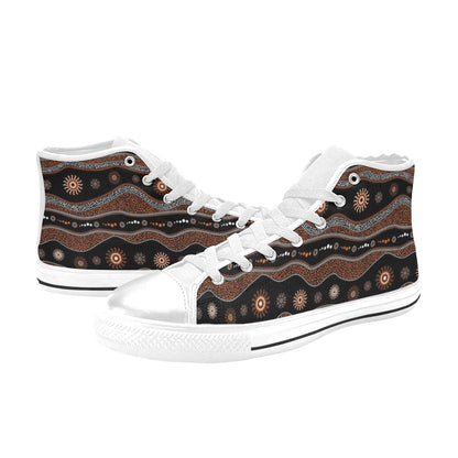 Aboriginal Print Design LKS404 Men's High Top Canvas Shoes