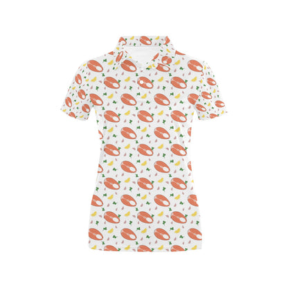 Salmon Steak Print Design LKS303 Women's Polo Shirt