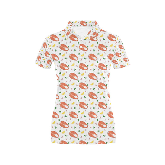Salmon Steak Print Design LKS303 Women's Polo Shirt