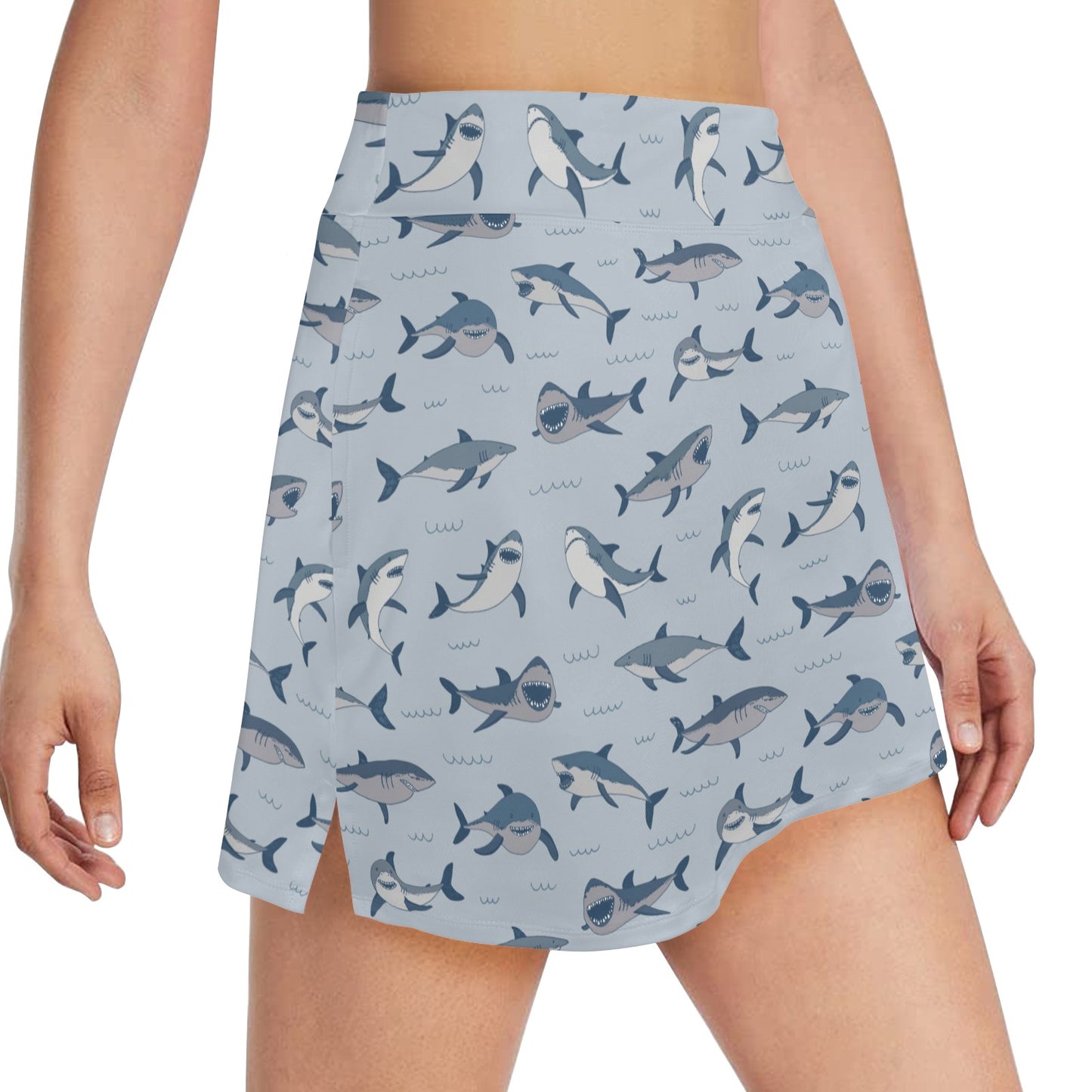 Shark Print Design LKS304 17" Golf & Pickleball Skort with Pockets