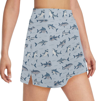Shark Print Design LKS304 17" Golf & Pickleball Skort with Pockets