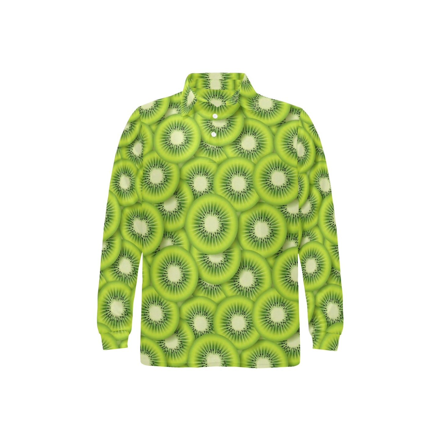 Kiwi Pattern Print Design KW01 Long Sleeve Polo Shirt For Men's