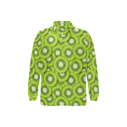 Kiwi Pattern Print Design KW01 Long Sleeve Polo Shirt For Men's