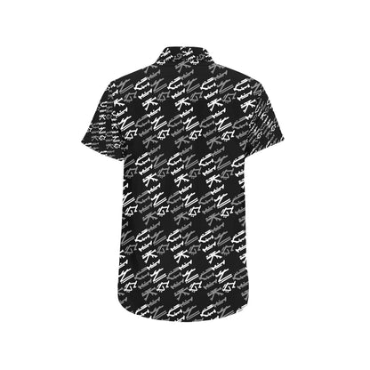 Vikings Print Design LKS306 Men Short Sleeve Button Up Shirt