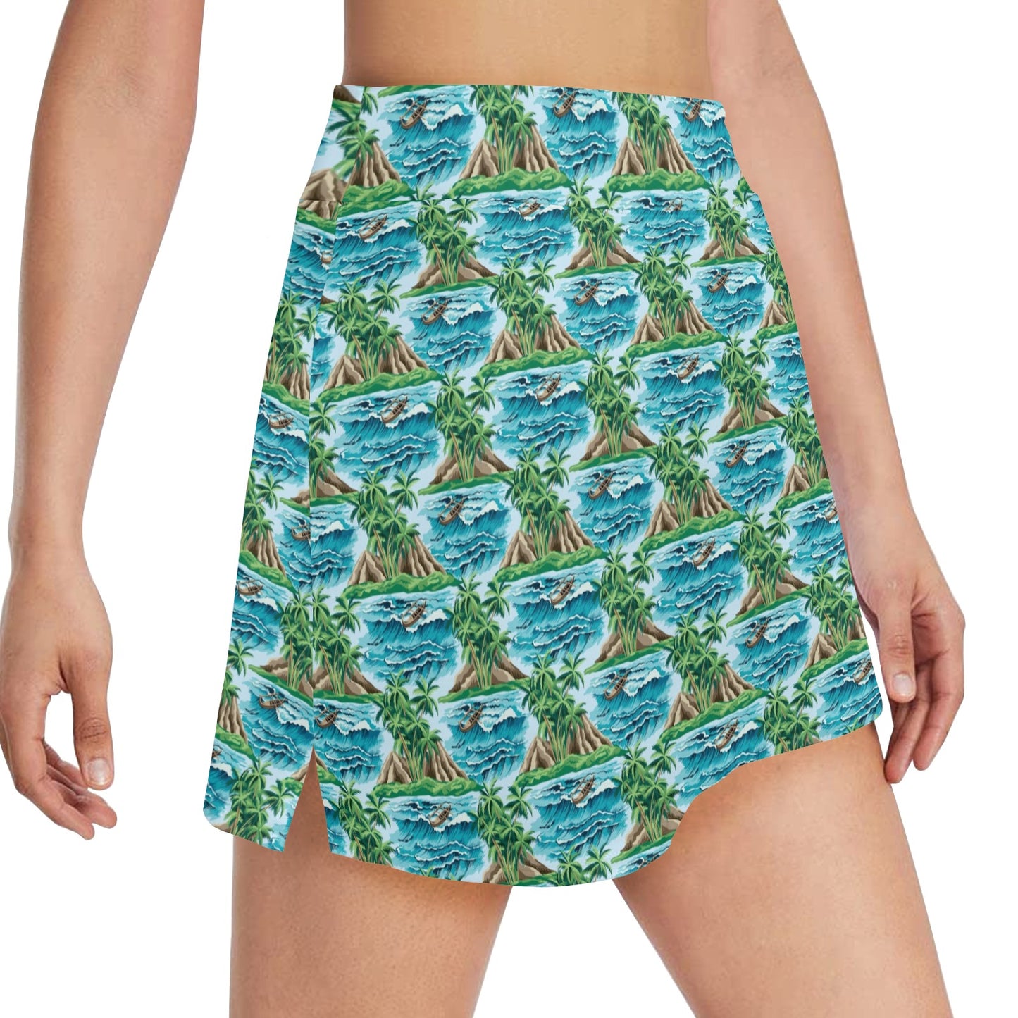 Palm Tree Hawaiian Themed Design Print 17" Golf & Pickleball Skort with Pockets