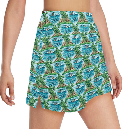Palm Tree Hawaiian Themed Design Print 17" Golf & Pickleball Skort with Pockets