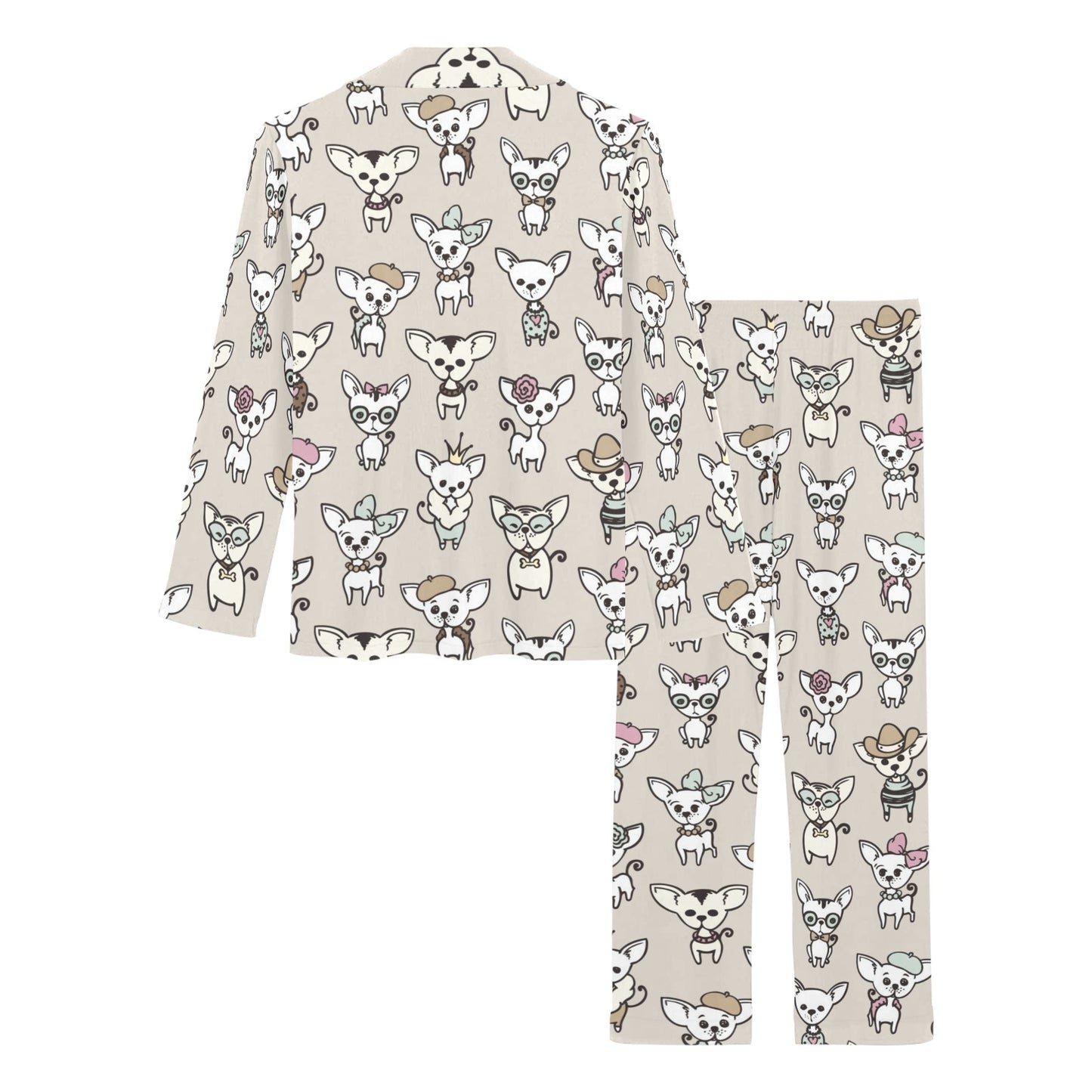Chihuahua Pattern Print Design 02 Women's Long Pajama Set
