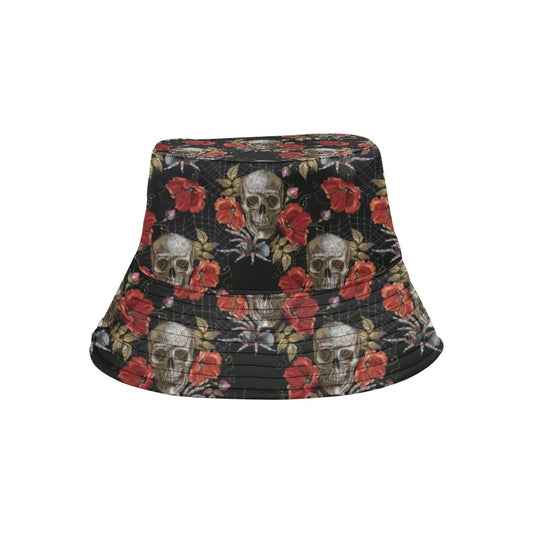 Spider Web Skull Rose Print Design LKS305 Unisex Bucket Hat