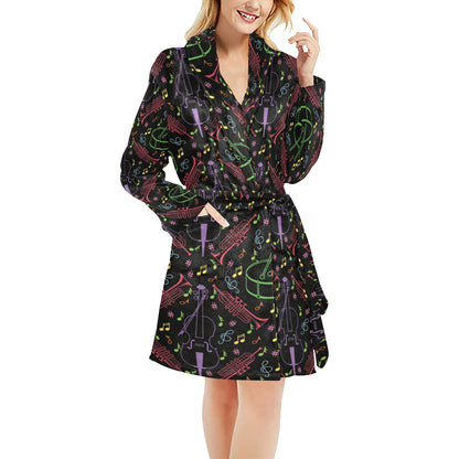Cello Neon Pattern Print Design 02 Women's Fleece Robe