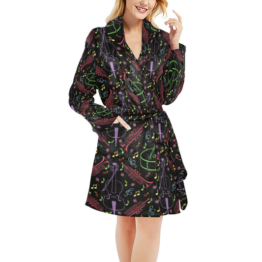 Cello Neon Pattern Print Design 02 Women's Fleece Robe