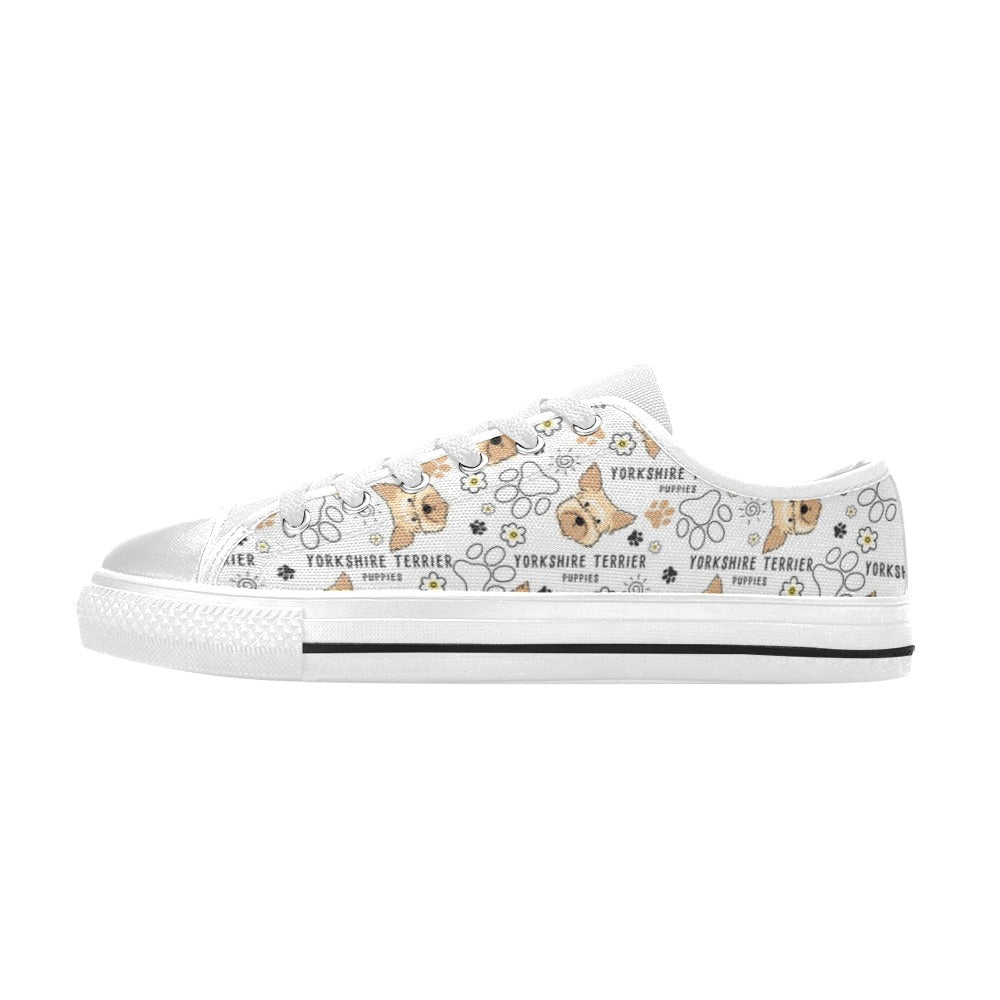 Yorkshire Terriers Print Design LKS308 Women's White Low Top Shoes
