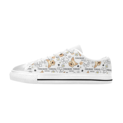Yorkshire Terriers Print Design LKS308 Women's White Low Top Shoes