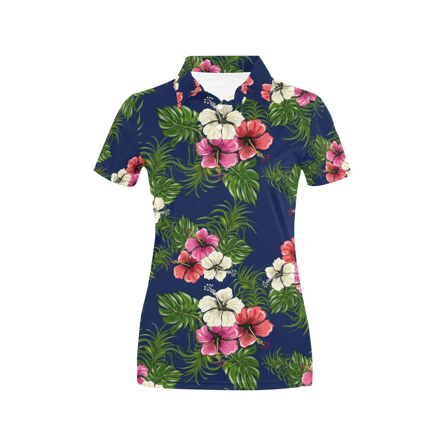 Hibiscus Pattern Print Design HB028 Women's Polo Shirt