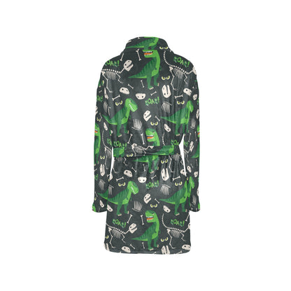 T Rex Pattern Print Design A05 Women's Fleece Robe