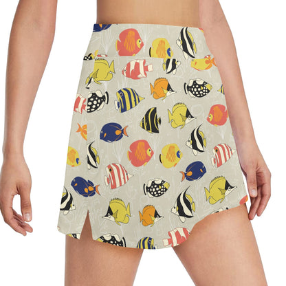 Angelfish Print Design LKS401 17" Golf & Pickleball Skort with Pockets