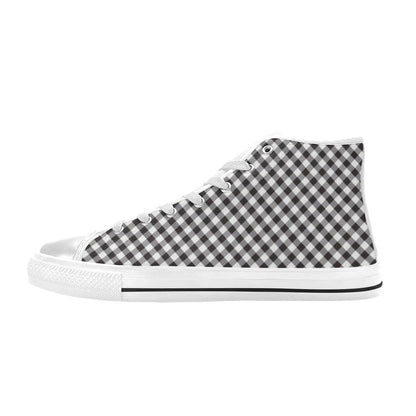 Gingham Print Design LKS402 Men's High Top Canvas Shoes