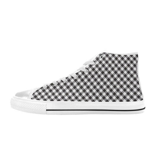 Gingham Print Design LKS402 Men's High Top Canvas Shoes