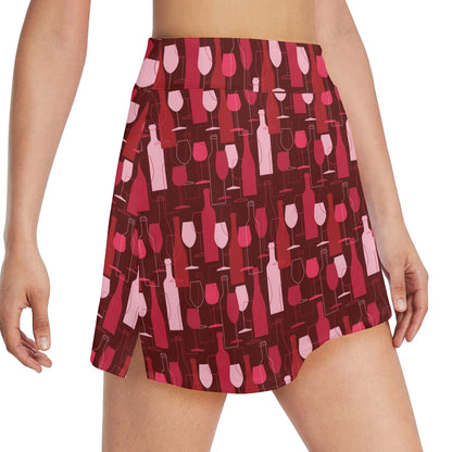 Wine Print Design LKS304 17" Golf & Pickleball Skort with Pockets