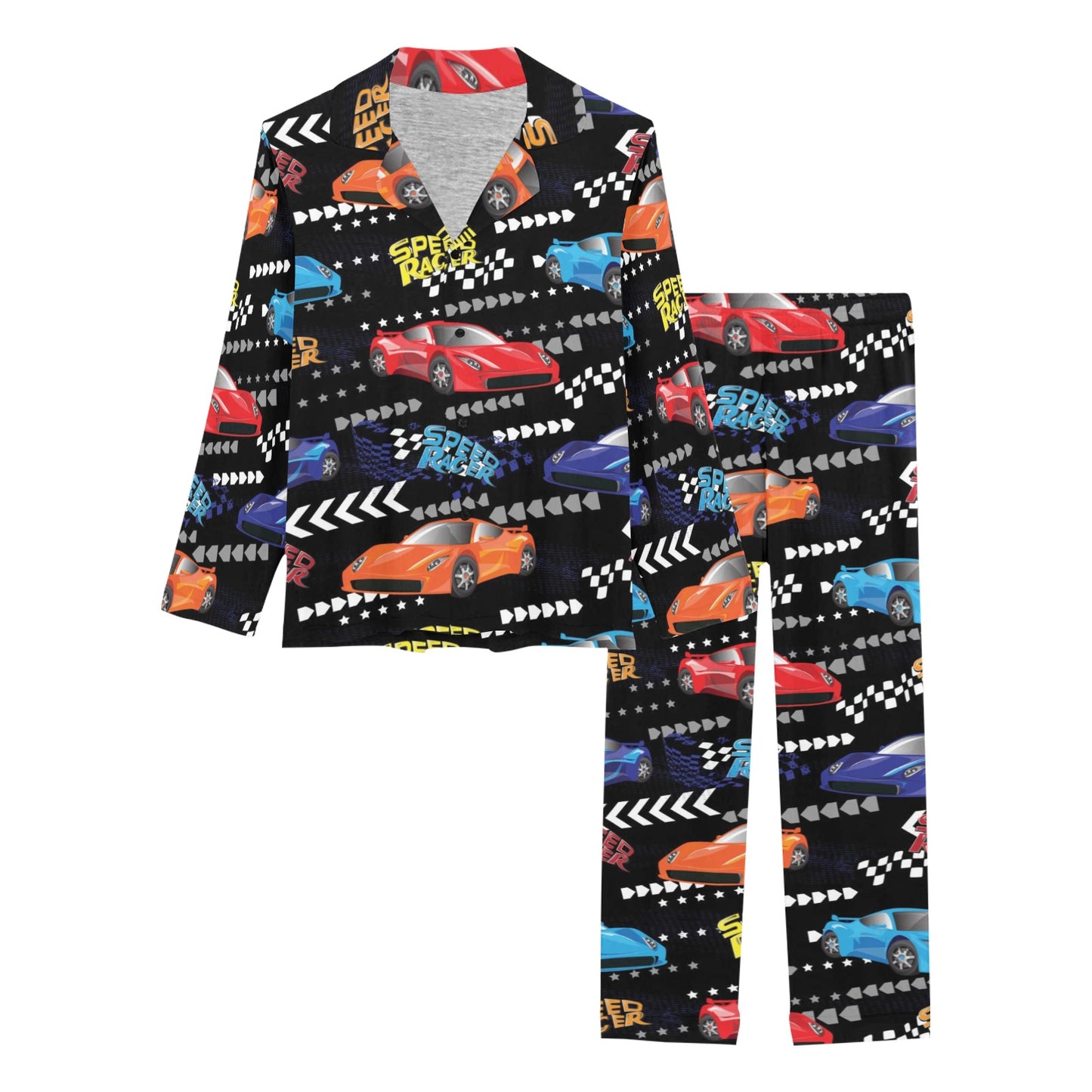 Racing Pattern Print Design A05 Women's Long Pajama Set