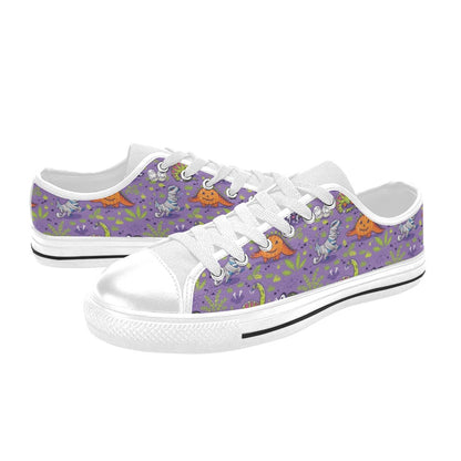 Zombie Dinosaur Print Design LKS302 Women's White Low Top Shoes