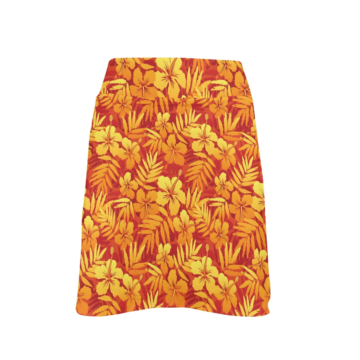 Hibiscus Summer Print Design LKS302 Women's Golf Skirt with Pocket