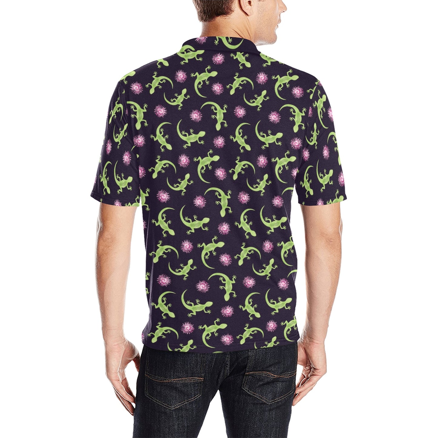 lizard Print Design LKS402 Men Polo Shirt