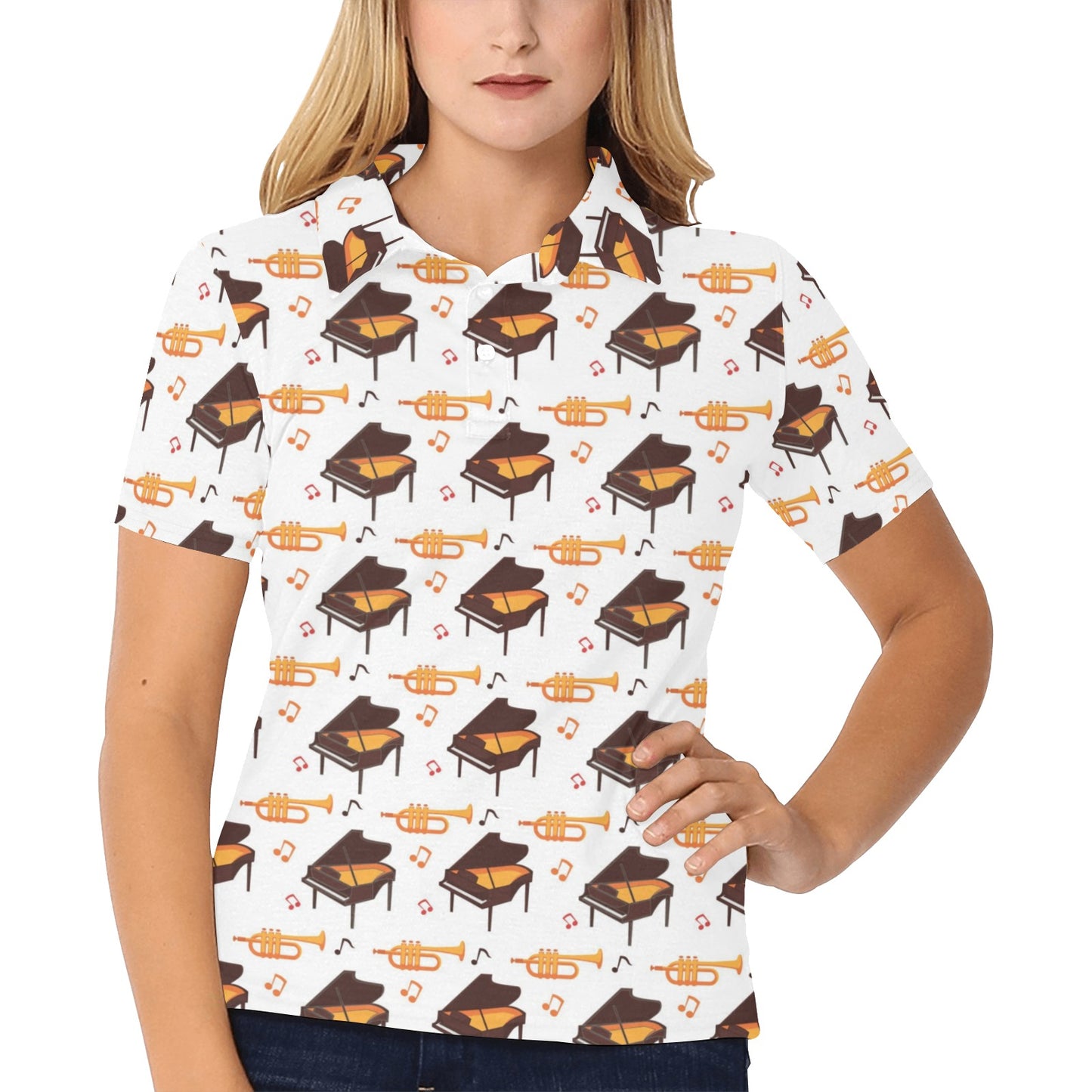 Piano Print Design LKS406 Women's Polo Shirt
