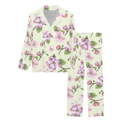 Apple blossom Pattern Print Design AB05 Women's Long Pajama Set