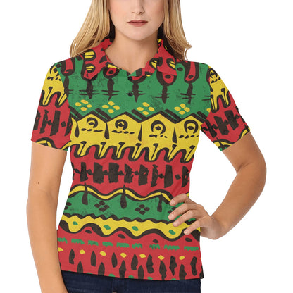 Rasta Pattern Print Design A01 Women's Polo Shirt