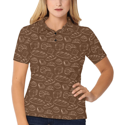 Bread Pattern Print Design 02 Women's Polo Shirt