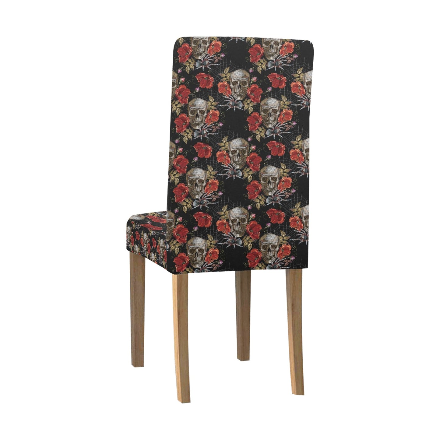 Spider Web Skull Rose Print Design LKS305 Dining Chair Slipcover