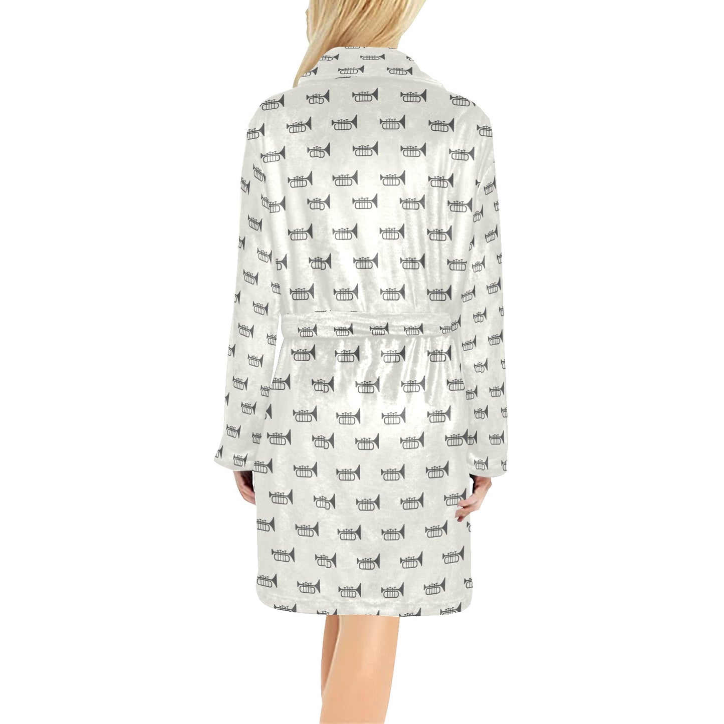 Trumpet Pattern Themed Print Women's Fleece Robe